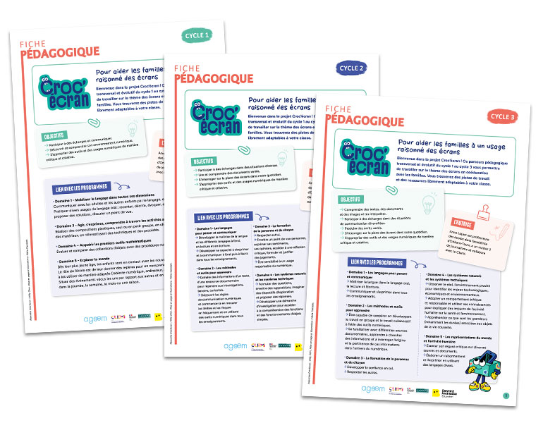 Croc’écran : les outils pour l’école. Fiches pédagogiques.