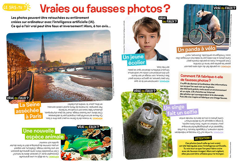 L'IA et ses mystères expliqués aux élèves. Vraies ou fausses photos ? Extrait du magazine Images Doc n°435, mars 2025. 