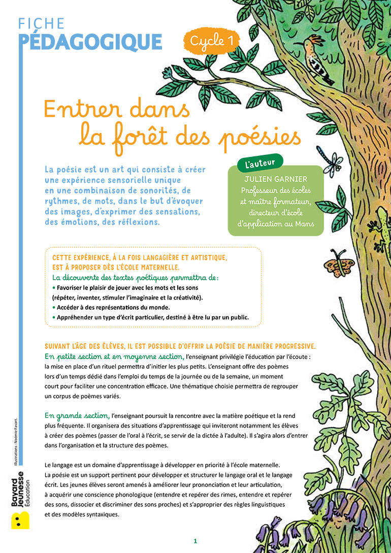 Fiche pédagogique du livret “La forêt des poésies”, magazine Pomme d'Api n°709, mars 2025.